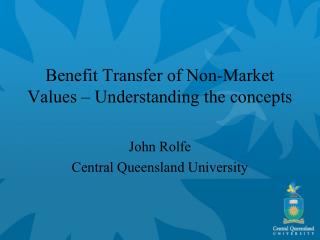 Benefit Transfer of Non-Market Values – Understanding the concepts