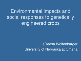 Environmental impacts and social responses to genetically engineered crops