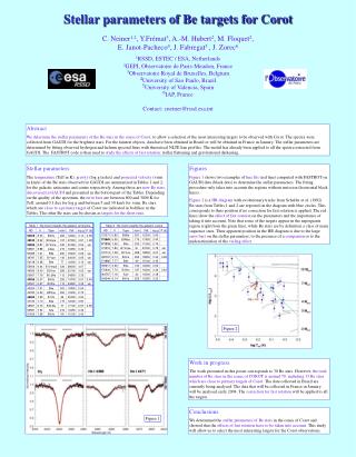 Stellar parameters of Be targets for Corot