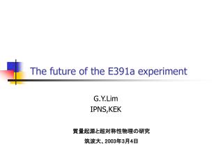 The future of the E391a experiment