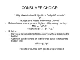 CONSUMER CHOICE: