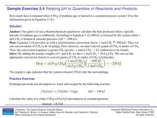 Sample Exercise 5.4 Relating Δ H to Quantities of Reactants and Products