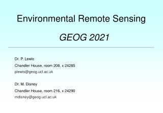 Environmental Remote Sensing GEOG 2021