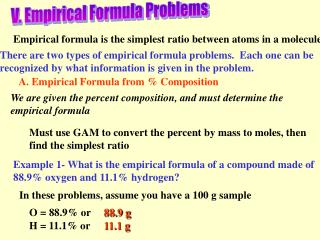 V. Empirical Formula Problems