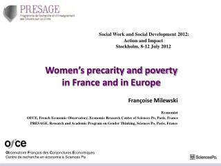 Women’s precarity and poverty in France and in Europe