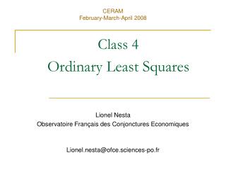 Class 4 Ordinary Least Squares