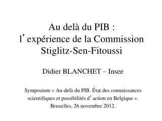 Au delà du PIB : l ’ expérience de la Commission Stiglitz-Sen-Fitoussi