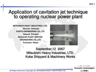Application of cavitation jet technique to operating nuclear power plant
