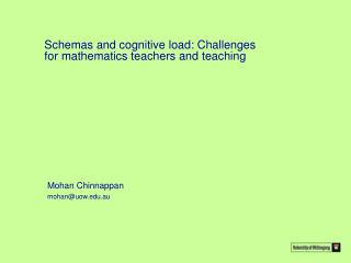 Schemas and cognitive load: Challenges for mathematics teachers and teaching