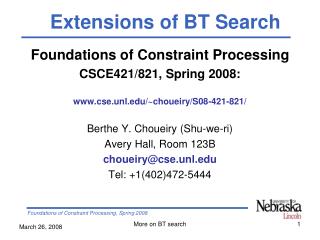 Foundations of Constraint Processing CSCE421/821, Spring 2008: