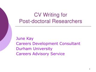 CV Writing for Post-doctoral Researchers