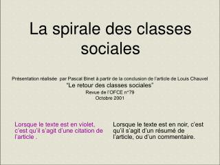 La spirale des classes sociales