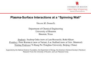 Plasma-Surface Interactions at a “Spinning Wall” Vincent M. Donnelly