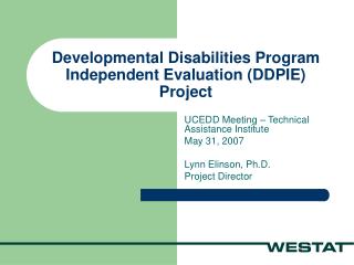 Developmental Disabilities Program Independent Evaluation (DDPIE) Project