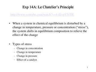 Exp 14A: Le Chatelier’s Principle