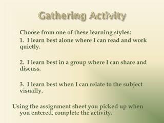 Gathering Activity