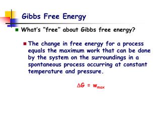 Gibbs Free Energy