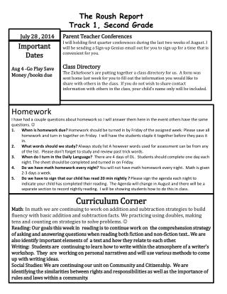 The Roush Report Track 1, Second Grade