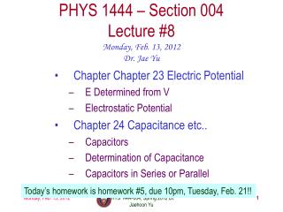 PHYS 1444 – Section 004 Lecture #8