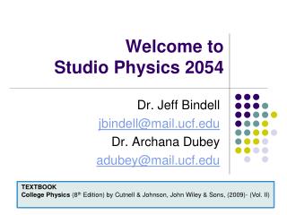 Welcome to Studio Physics 2054