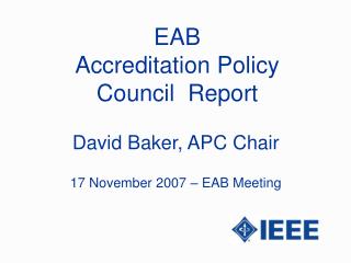 EAB Accreditation Policy Council Report