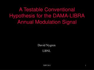 A Testable Conventional Hypothesis for the DAMA-LIBRA Annual Modulation Signal