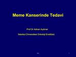 Meme Kanserinde Tedavi Prof Dr Adnan Aydiner Istanbul niversitesi Onkoloji Enstit s