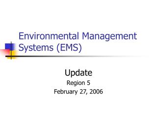 Environmental Management Systems (EMS)