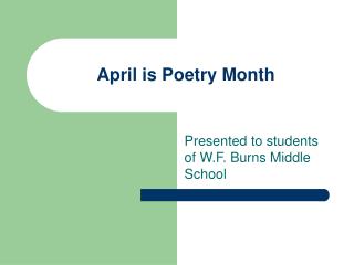 April is Poetry Month