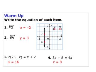 Warm Up Write the equation of each item. 1. FG