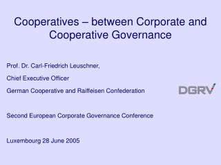 Prof. Dr. Carl-Friedrich Leuschner, Chief Executive Officer