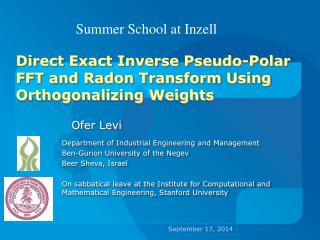 Direct Exact Inverse Pseudo-Polar FFT and Radon Transform Using Orthogonalizing Weights