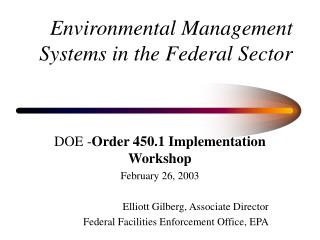 Environmental Management Systems in the Federal Sector