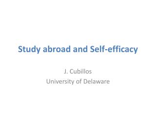 Study abroad and Self-efficacy