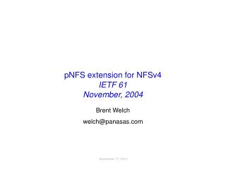 pNFS extension for NFSv4 IETF 61 November, 2004