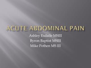 Acute Abdominal Pain