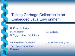Tuning Garbage Collection in an Embedded Java Environment