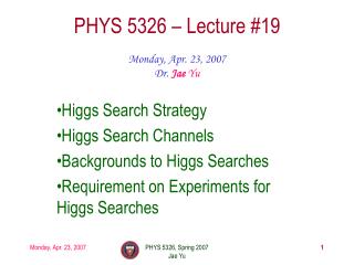 PHYS 5326 – Lecture #19