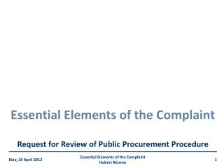 Essential Elements of the Complaint