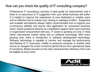 How can you check the quality of IT consulting company?