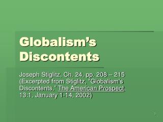 Globalism’s Discontents