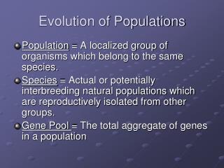 Evolution of Populations