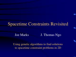 Spacetime Constraints Revisited