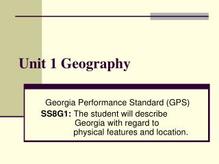 Unit 1 Geography