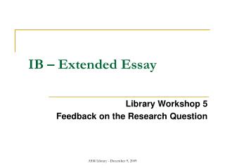 IB – Extended Essay