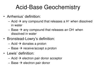 Acid-Base Geochemistry