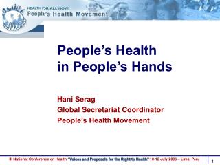 People’s Health in People’s Hands