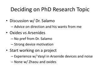 Deciding on PhD Research Topic