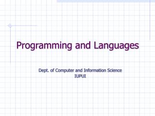 Programming and Languages