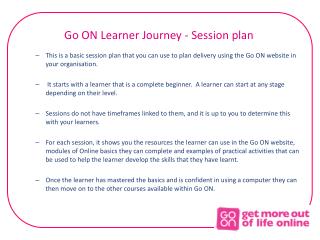 Go ON Learner Journey - Session plan